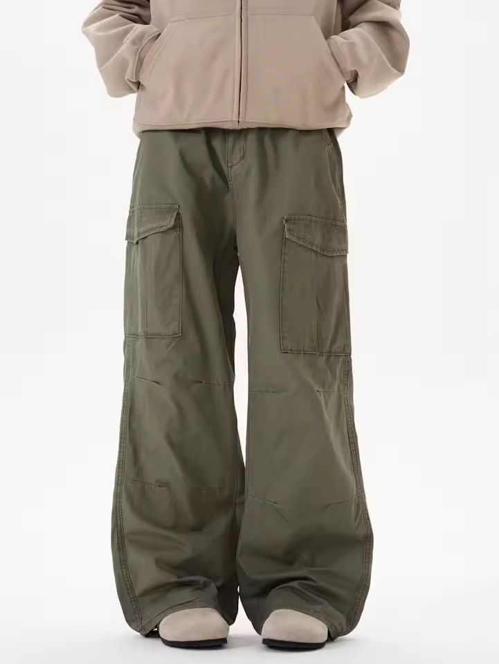 Japanese Brand Wide-Leg Cargo Pants in Green Size US 32 / EU 48 - 4 Thumbnail