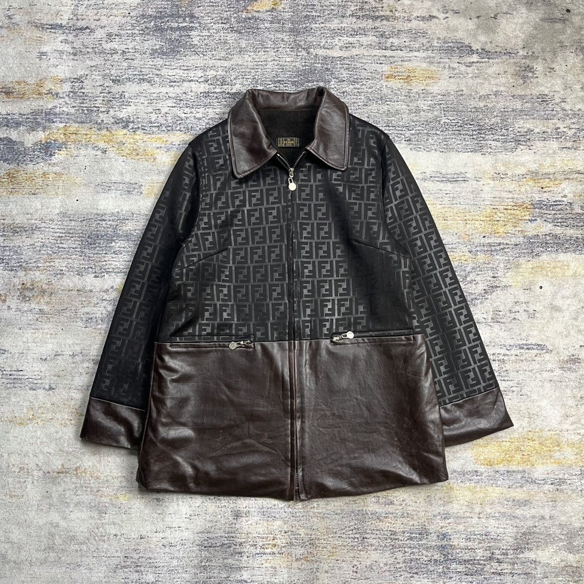 Fendi Vintage 90s Fendi monogram jacket mix leather Made in Italy Size US M / EU 48-50 / 2 - 1 Thumbnail
