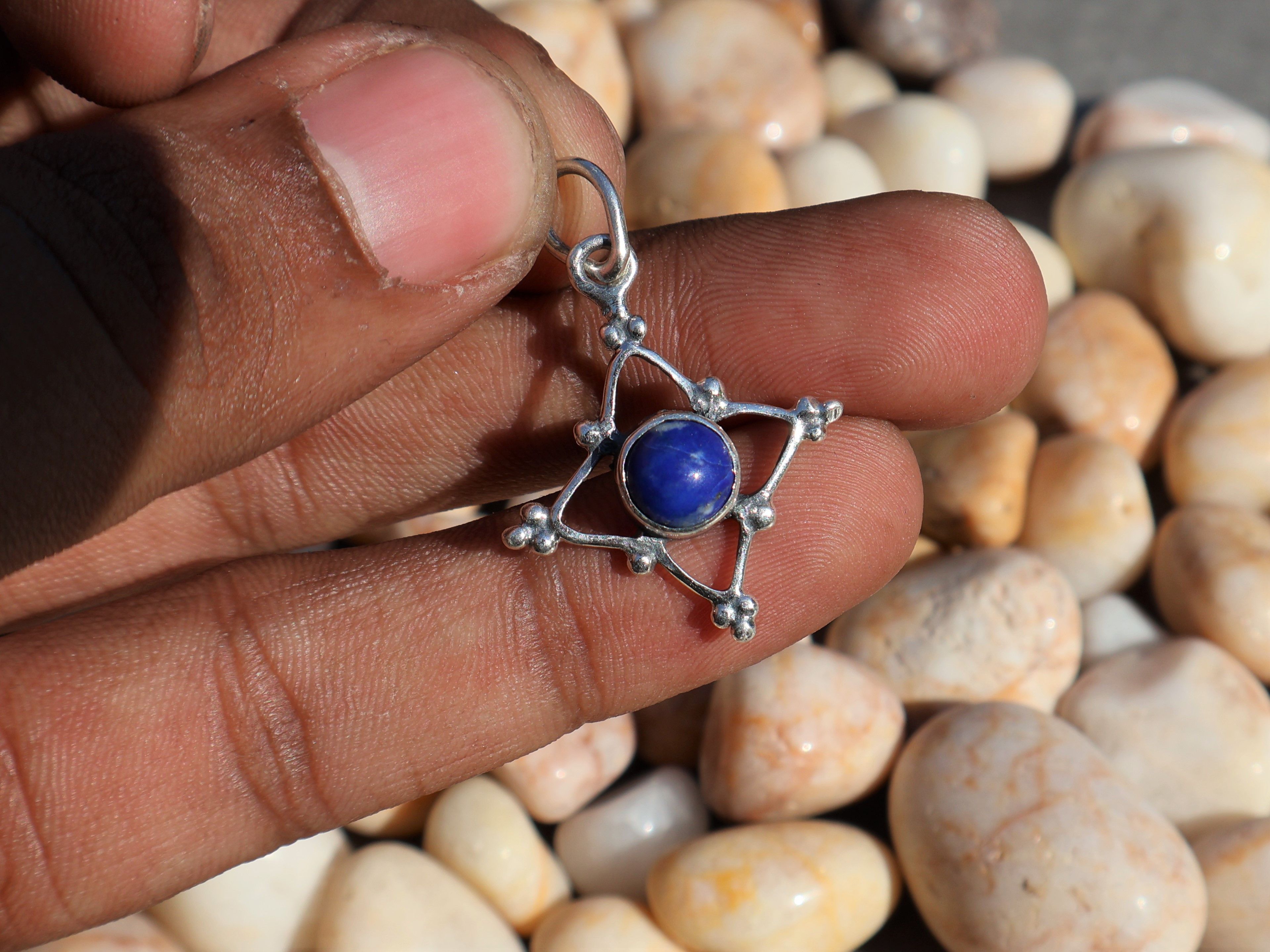 Handmade Lapis Lazuli Pendant, 925 Sterling Silver, Handmade Pendant, Size ONE SIZE - 8 Thumbnail