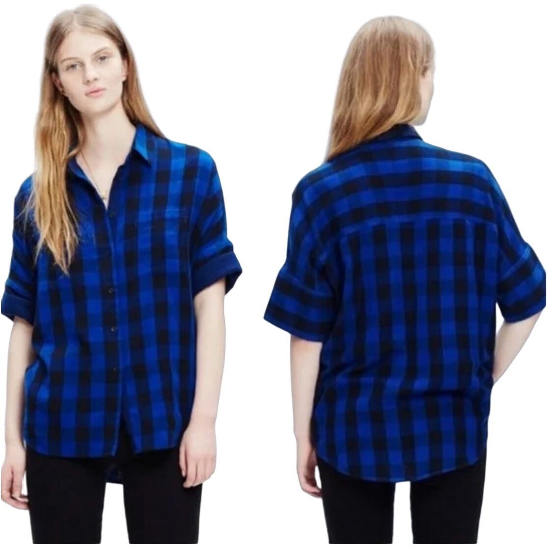 Madewell Madewell ButtonDown Flannel Courier Shirt Buffalo Blue Small Size S / US 4 / IT 40 - 1 Thumbnail