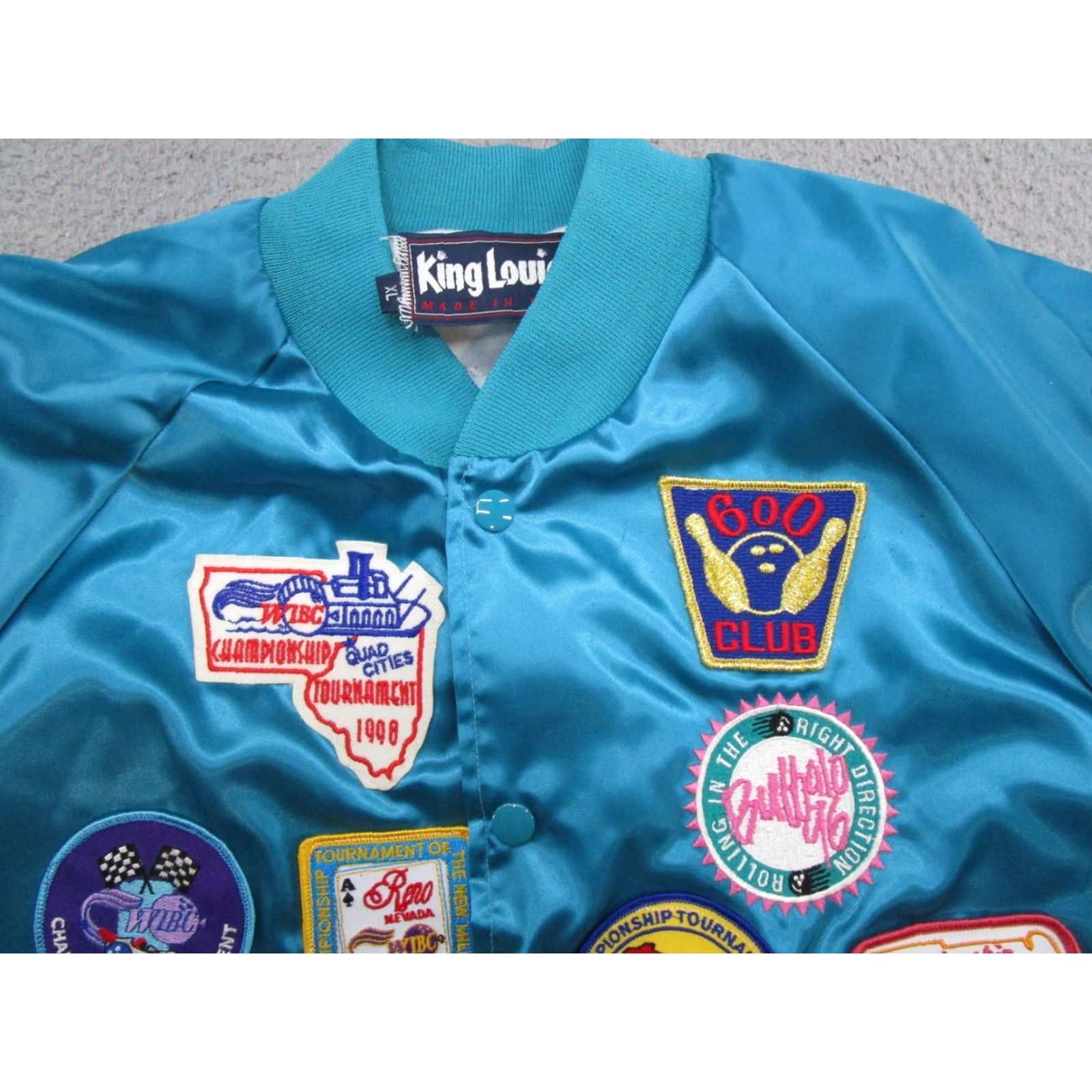 Vintage VINTAGE King Louie Satin Snap Up Bomber Jacket XL Blue Mens Size US XL / EU 56 / 4 - 4 Thumbnail