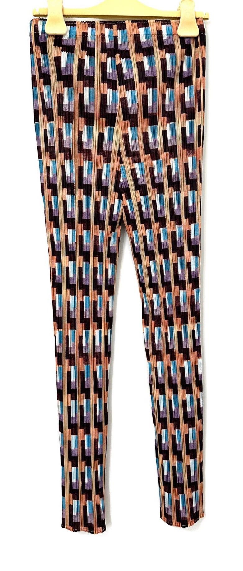 Issey Miyake Issey Miyake size:3 Brown and blue color-blocked pleated t Size 31" - 6 Thumbnail