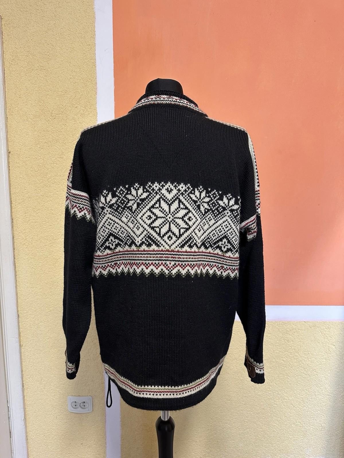 DALE OF NORWAY Mens Zip Neck Jumper Sweater L Black