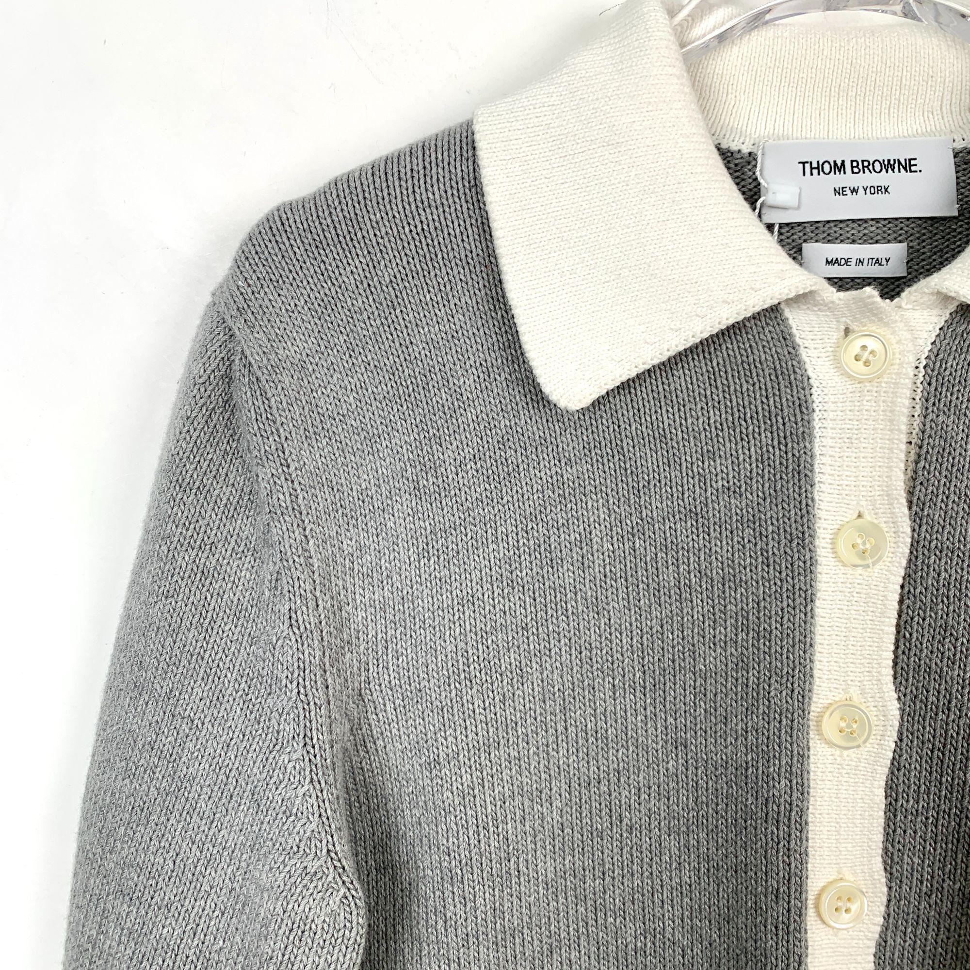 Thom Browne Thom Browne Grey Classic Four-Bar Cotton Knit Polo Shirt Sho Size S / US 4 / IT 40 - 6 Thumbnail