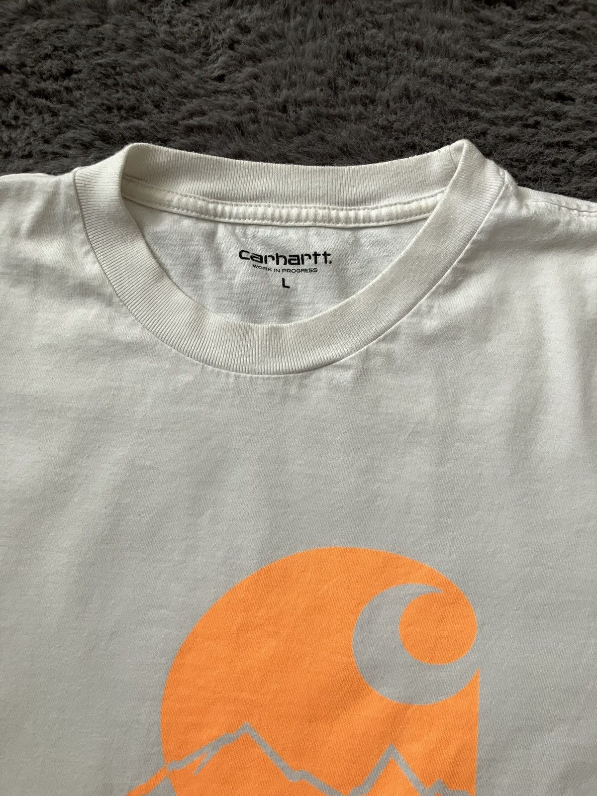 Carhartt × Carhartt Wip White Orange Carhartt WIP Short Sleeve Tee C Label Workwear Size US L / EU 52-54 / 3 - 4 Thumbnail