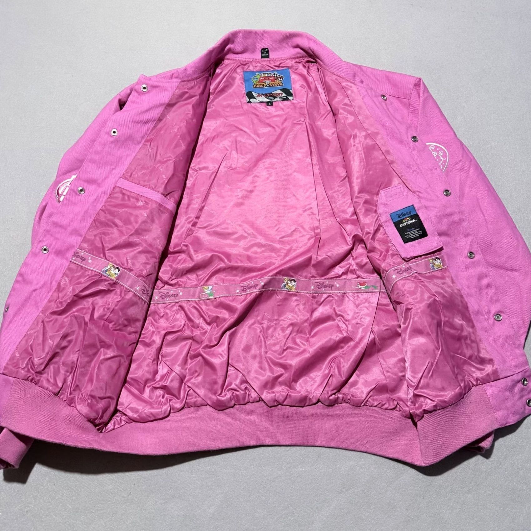 JH Design VINTAGE Disney Princess Daytona 500 JH Design Racing Jacket Pink Women Large NASCAR - Large Size L / US 10 / IT 46 - 3 Thumbnail