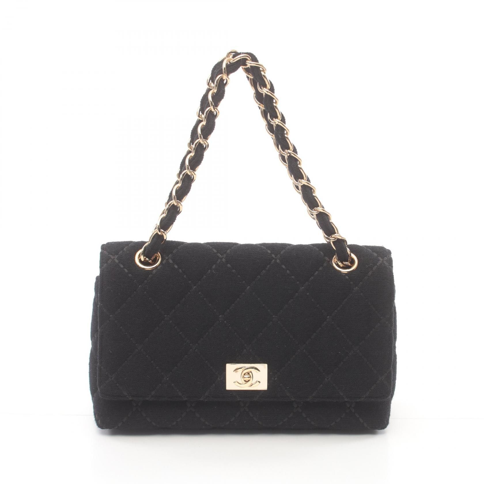 Chanel Chanel CC Surpique Velvet Chain Flap Bag Canvas Handbag in Great Condition Size ONE SIZE - 1 Thumbnail