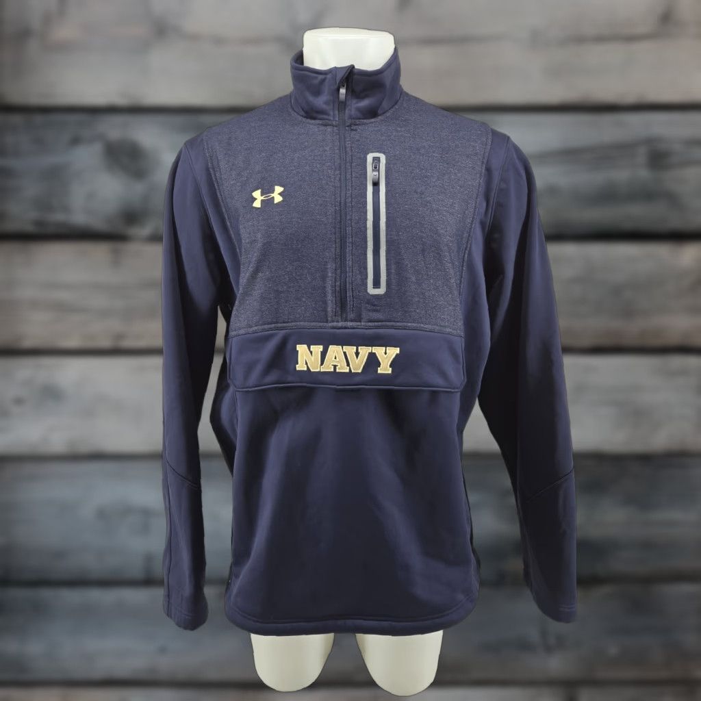 Under Armour US Navy Under Armour Mens Coldgear 1/2 Zip Pullover Jacket XL Blue Loose Size US XL / EU 56 / 4 - 1 Thumbnail