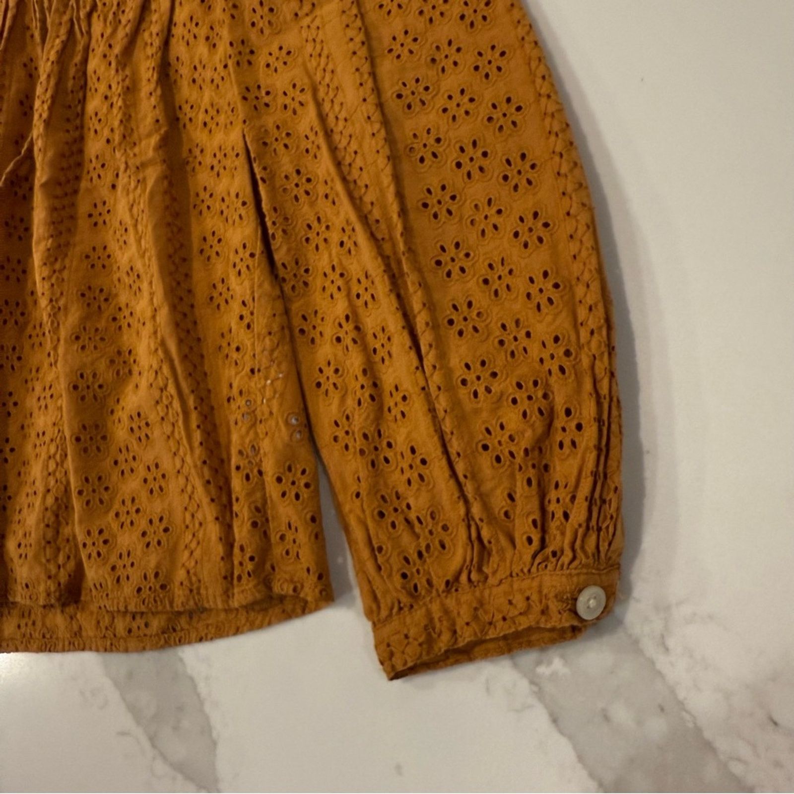 Madewell Madewell Eyelet Double Tie Peasant Top Womens XS Carrot Cake Size XS / US 0-2 / IT 36-38 - 4 Thumbnail