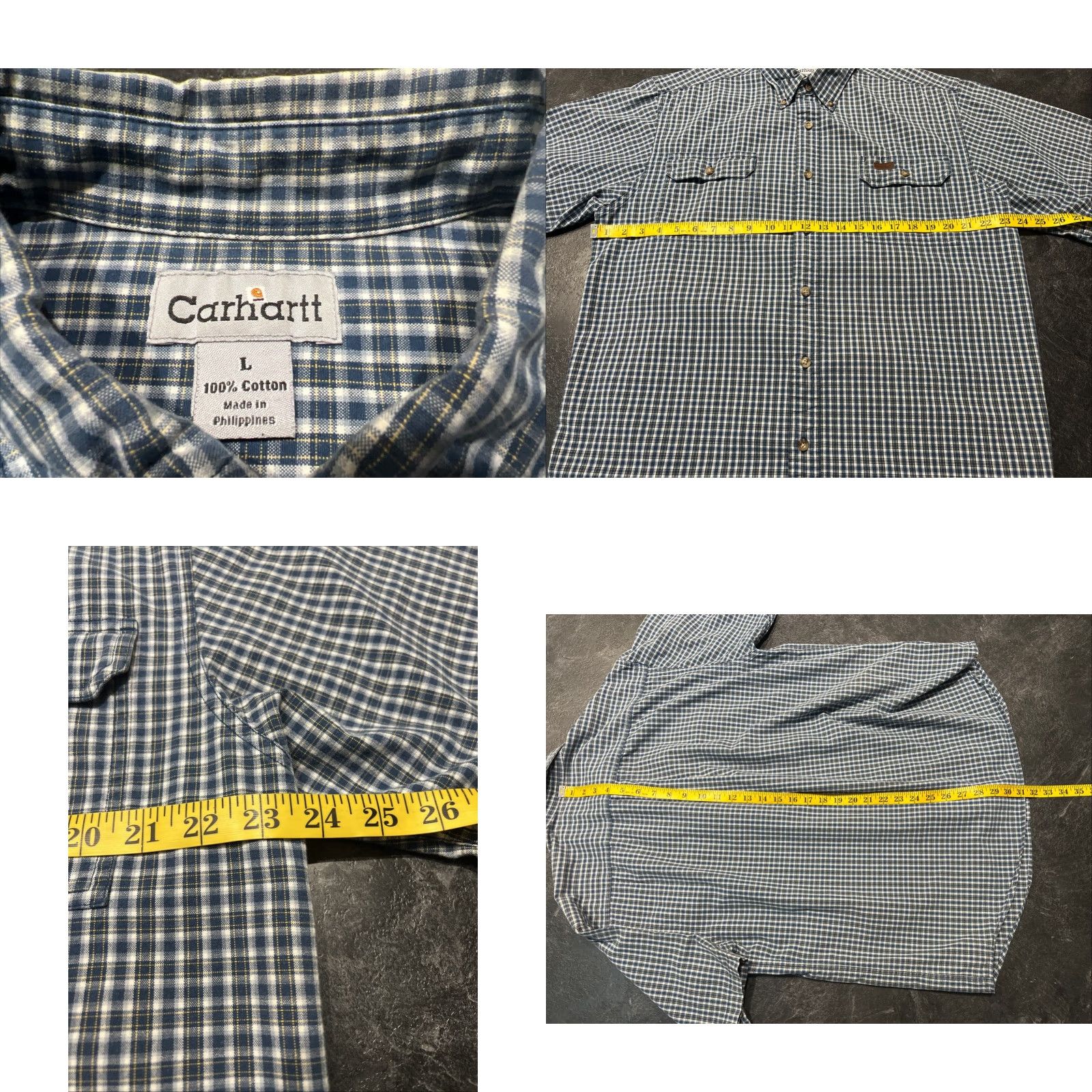 Carhartt Carhartt Relaxed Fit Flannel Shirt Large Blue Plaid Short Sleeve Button Down Cotton Casual Mens Size US 33 - 8 Thumbnail