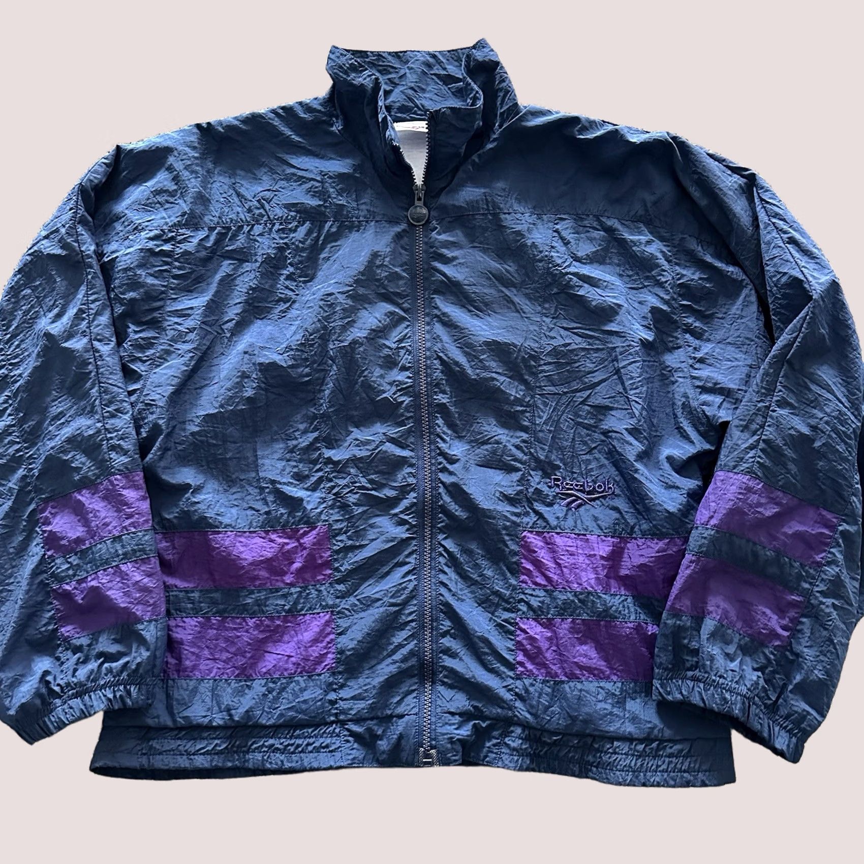 Reebok Vintage Reebok Track Jacket Mens M Lightweight Windbreaker Full Zip Navy Purple Size US M / EU 48-50 / 2 - 1 Thumbnail