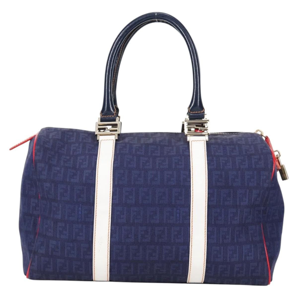Fendi FENDI Zucchino Canvas Boston Bag Navy Gold Size ONE SIZE - 2 Thumbnail