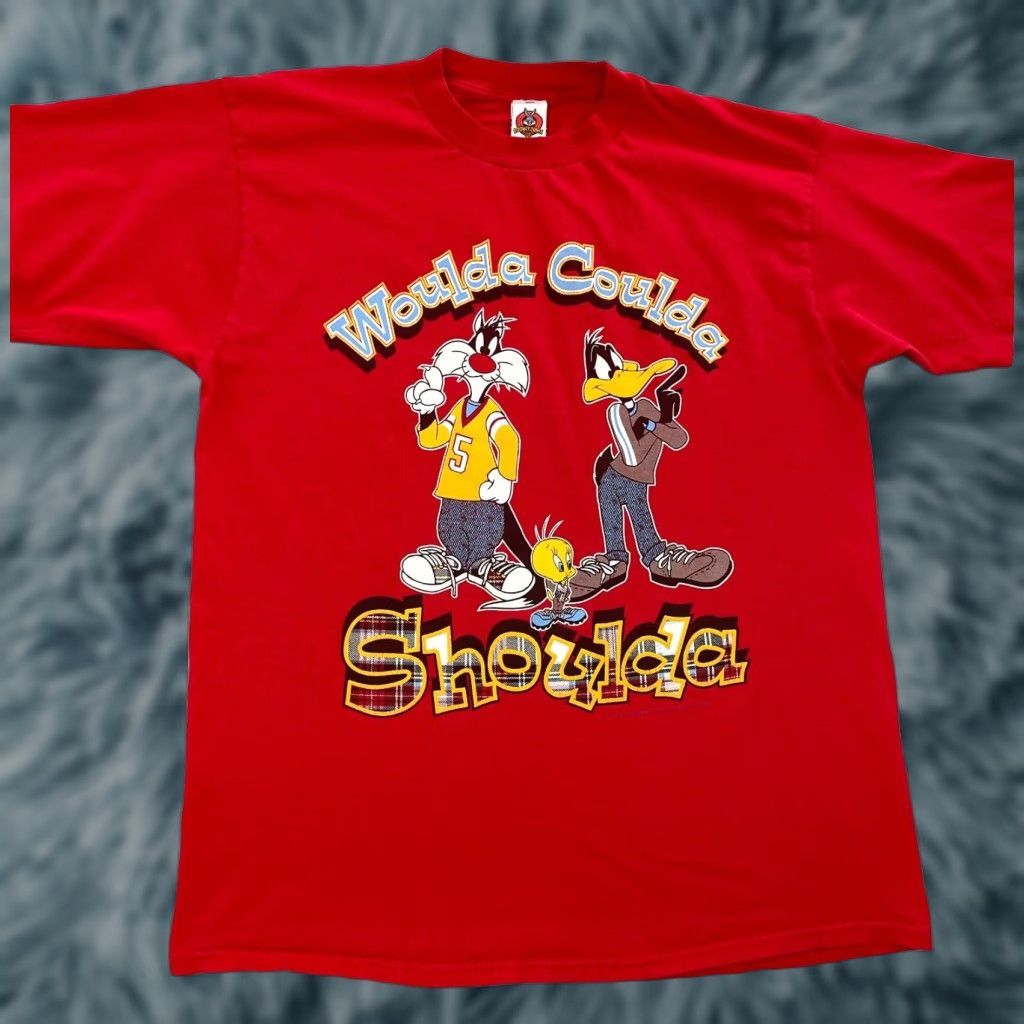 Vintage VINTAGE Looney Tunes T-Shirt Adult XL Red Sylvester Tweety Daffy 90s Cartoon Men Size US XL / EU 56 / 4 - 1 Thumbnail