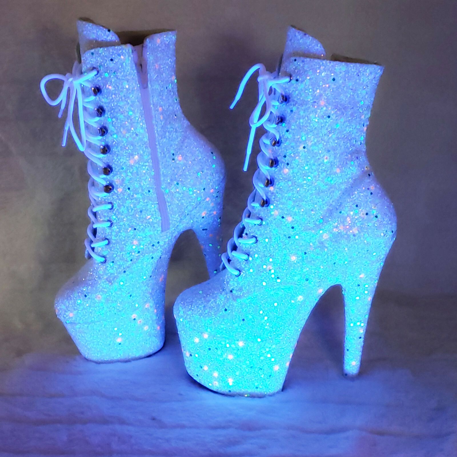 Other Adore 1020GDLG White UV Glow in The Dark Glitter Platform An Size US 9 / IT 39 - 5 Thumbnail