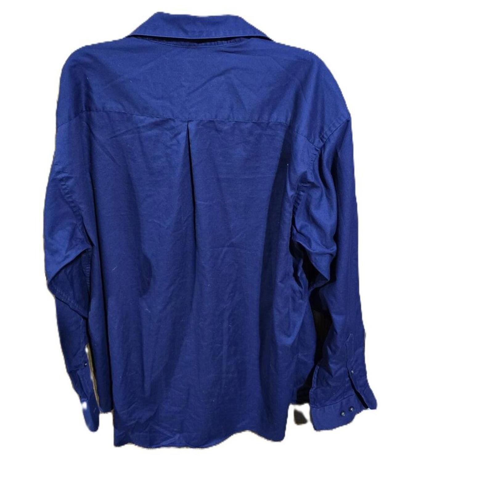 St. Johns Bay St. John's Bay Crepe Button Down Shirt Navy Blue Size US M / EU 48-50 / 2 - 2 Thumbnail