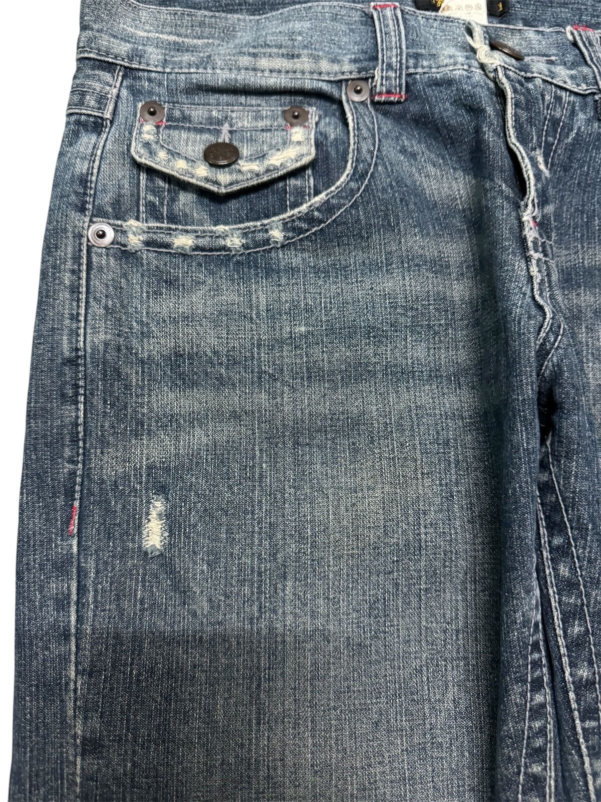 Tornado Mart VINTAGE 90's JAPANESE SPIRAL FLARE WHISKER DISTRESS Size US 31 - 4 Thumbnail