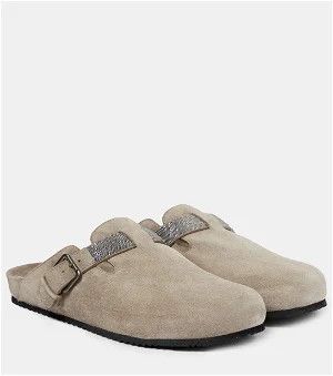 image of Brunello Cucinelli O1W1Db10524 Slippers In Open Grey, Women's (Size 11)