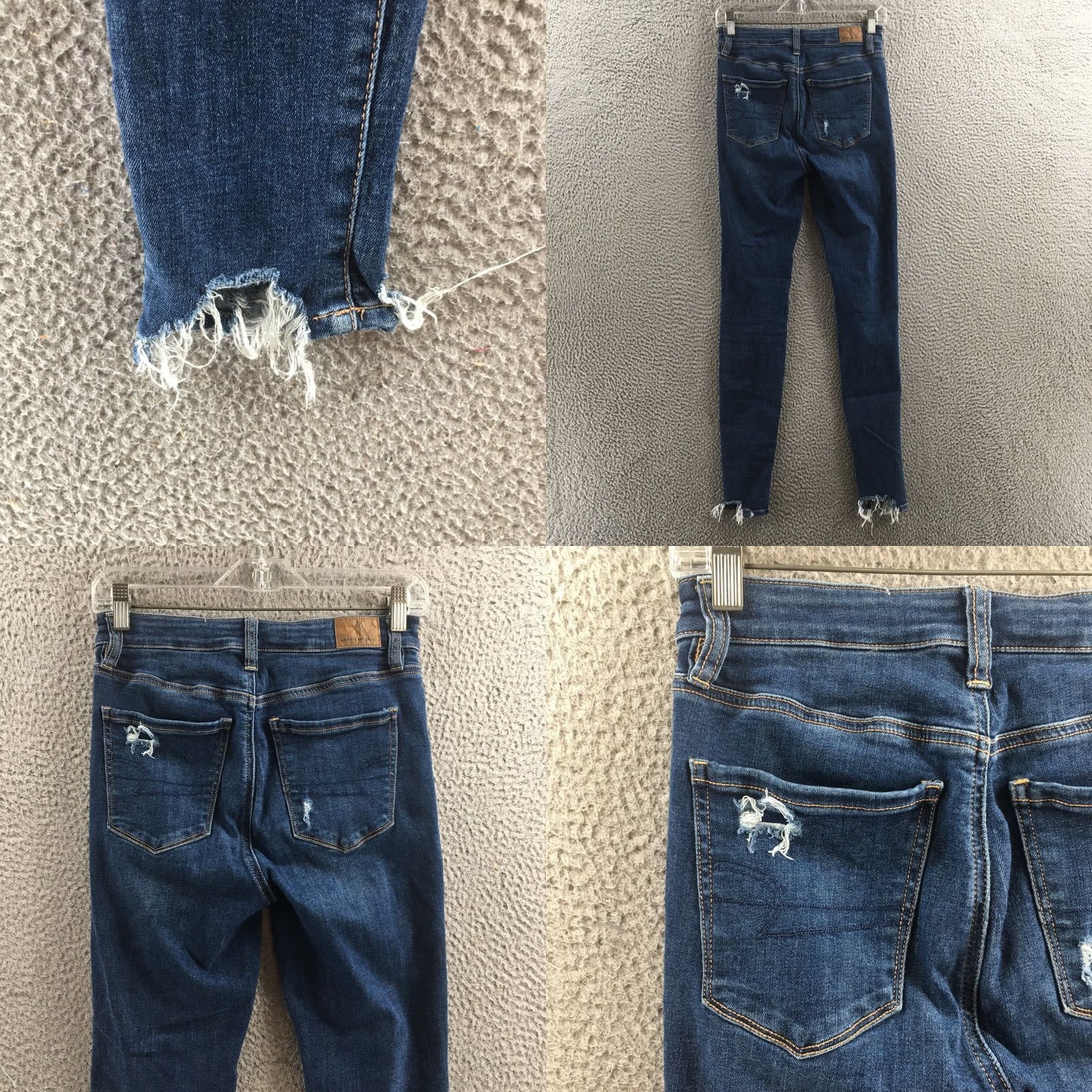 American Eagle Outfitters American Eagle Jeans Womens 2 Blue Skinny Distressed Ripped Frayed Hem Denim Shirt? Size 26" / US 2 / IT 38 - 10 Thumbnail