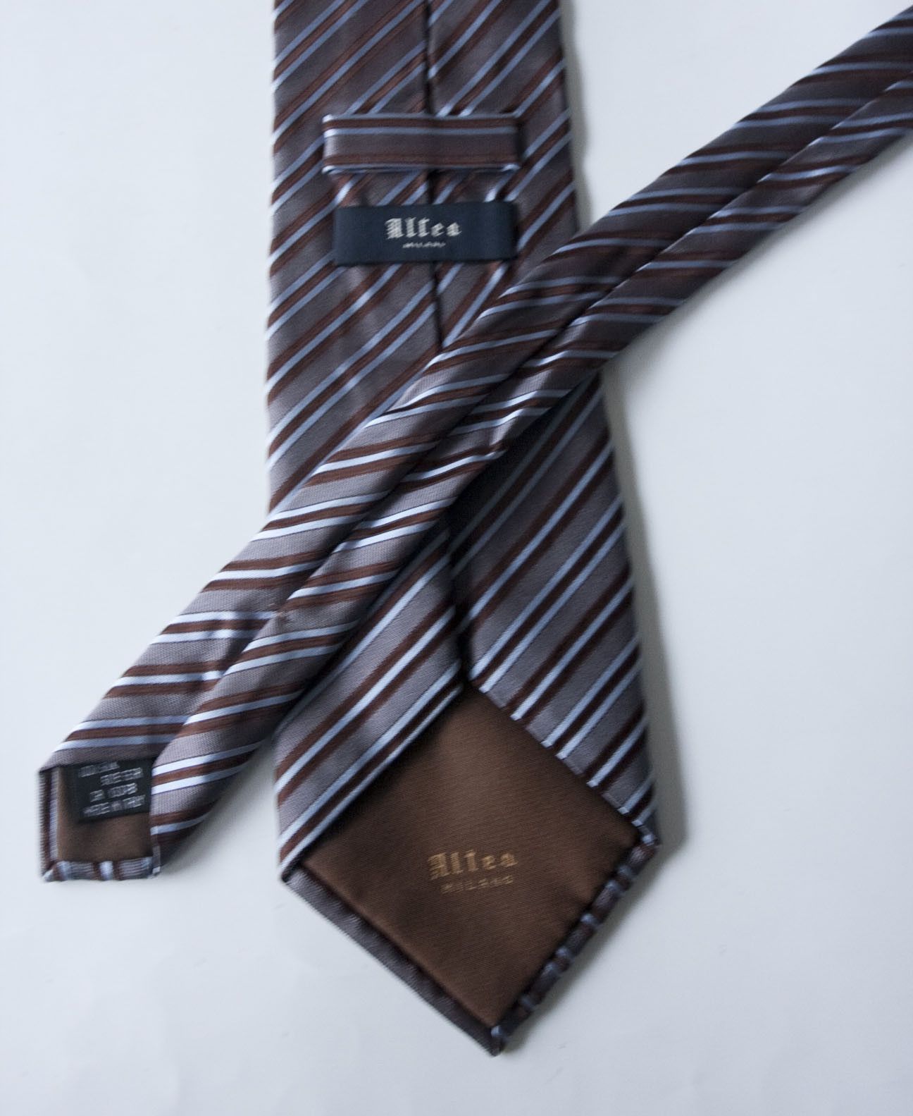 Altea Altea Tie 100% Silk Made in Italy Gray / Brown Size ONE SIZE - 3 Thumbnail