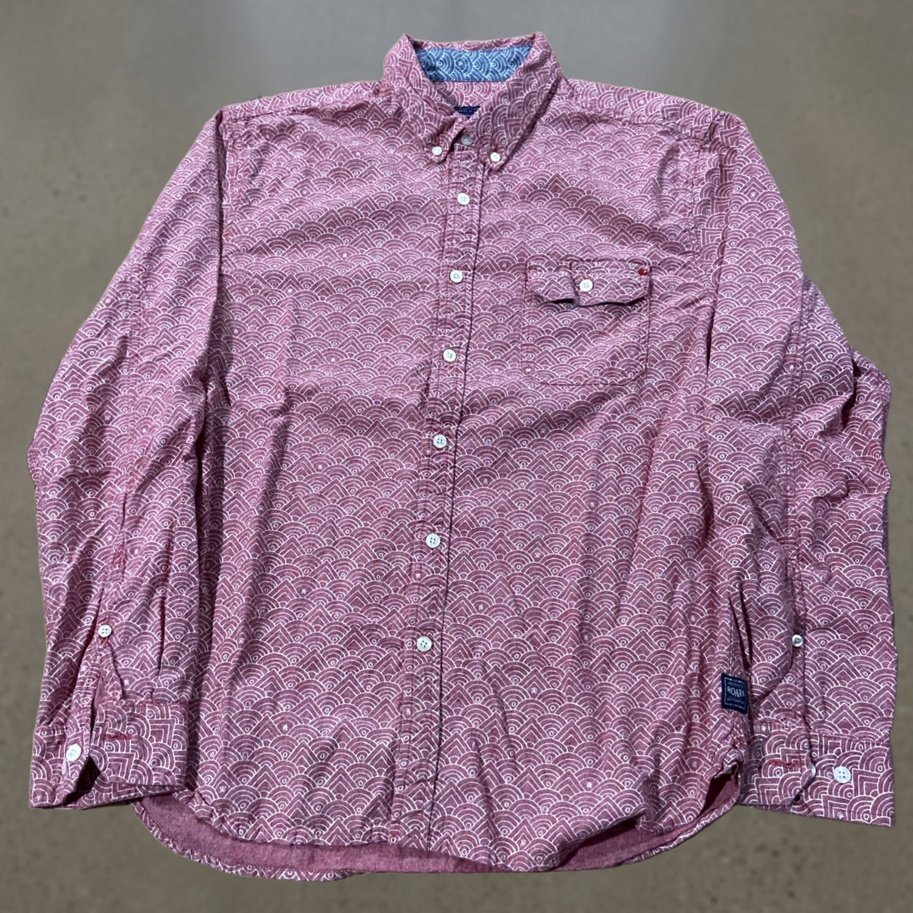Roark Roark Button-Up Shirt Mens L Red Cotton Pocket GORP Textured Weave Long Sleeve Button Up Shirt Size US L / EU 52-54 / 3 - 1 Thumbnail