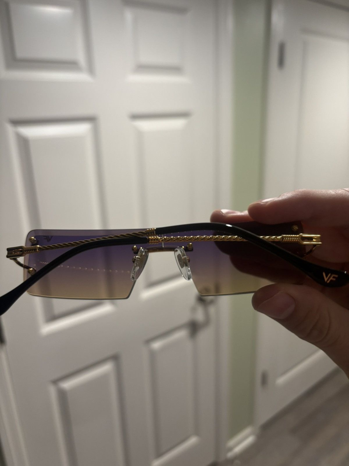 Vintage Frames Company EMPIRE RIMLESS DRILL MOUNT 24KT GOLD Size ONE SIZE - 2 Thumbnail
