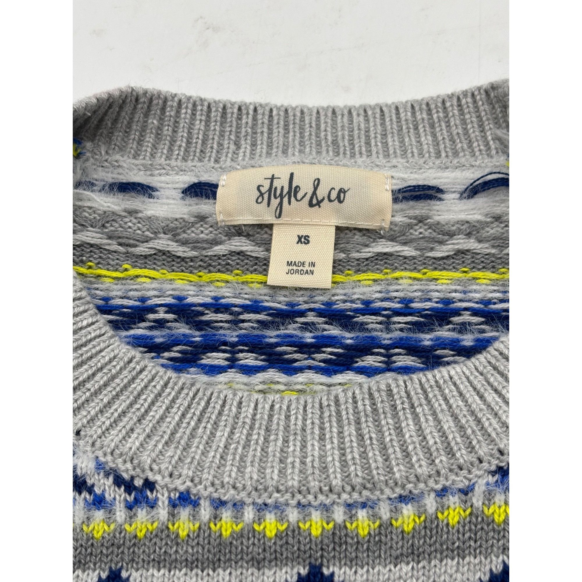 Style & Co Style & Co Fair Isle Crew-Neck Sweater, Stripe Gray, Sz. XS- Size XS / US 0-2 / IT 36-38 - 9 Thumbnail