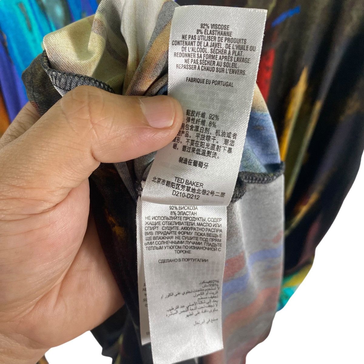 Designer × Ted Baker Ted Baker Draped Multicolor Stretch Dress Size XS / US 0-2 / IT 36-38 - 9 Thumbnail