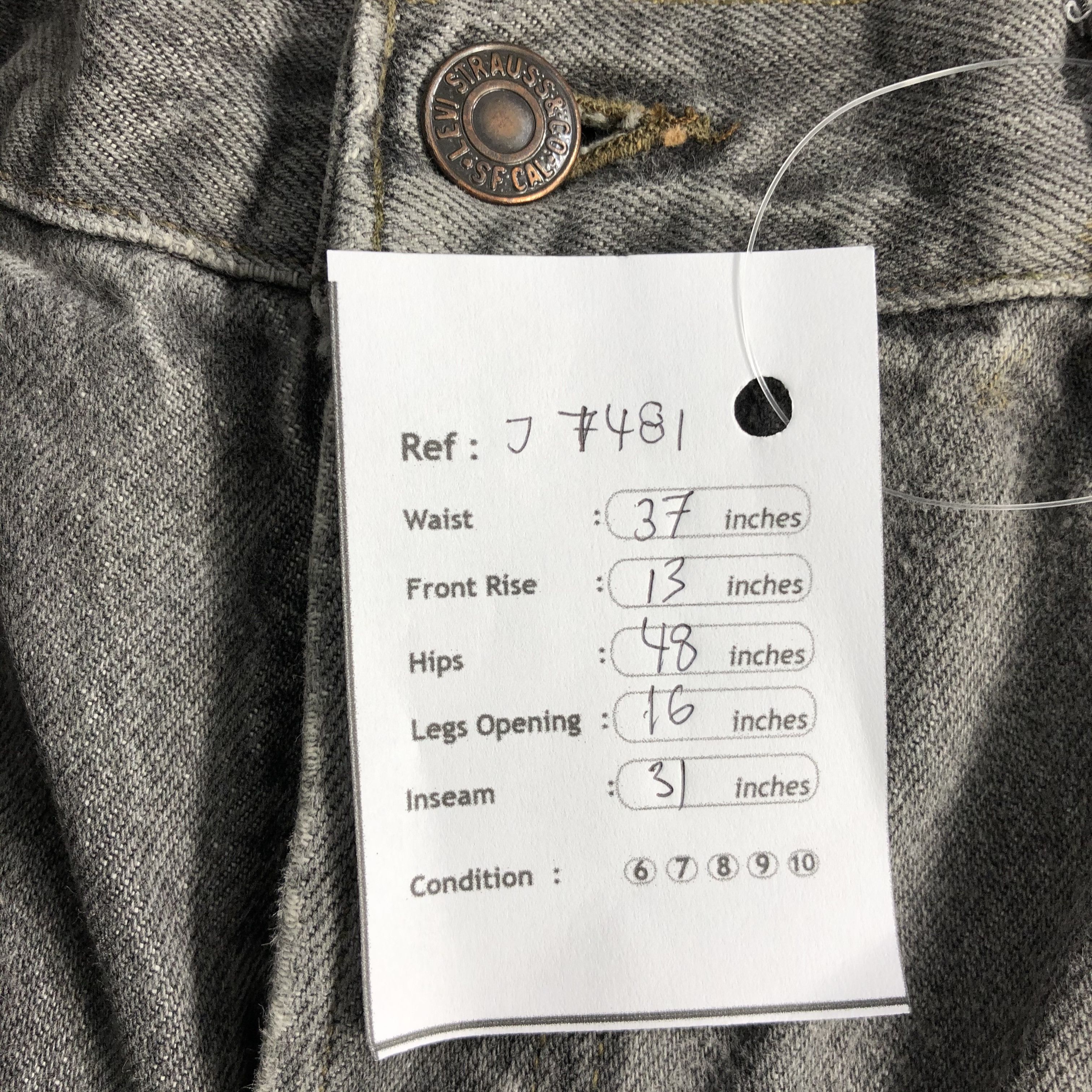 Levi's 90s Vintage Faded Black Levis 501 Jeans-J1481 Size US 37 - 14 Thumbnail
