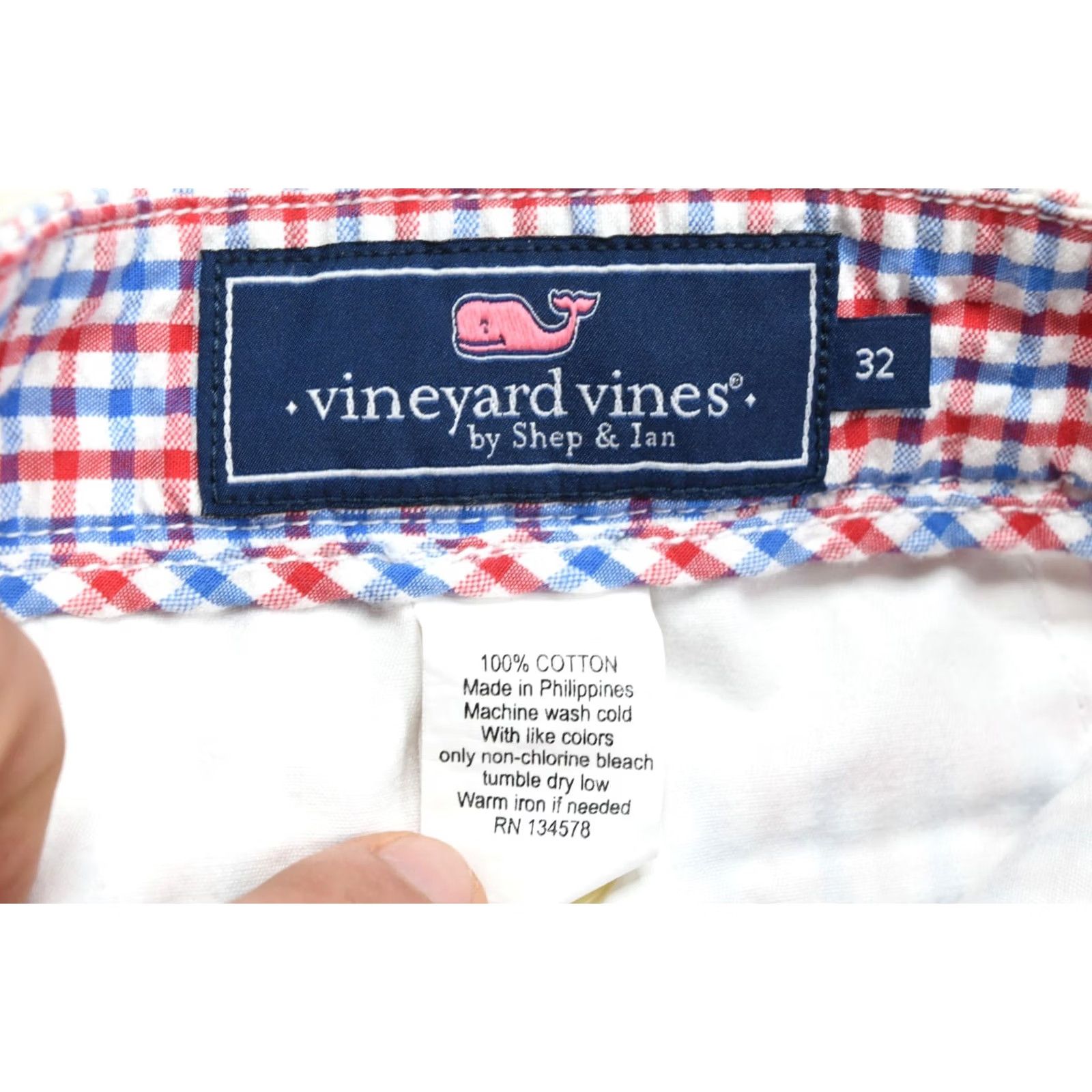 Vineyard Vines VINEYARD VINES Breaker Seersucker Shorts Red Blue Plaid 9" Cotton Mens 32 Regular Zip Pockets Chino Spring Summer Casual Travel Mens Size US 32 / EU 48 - 5 Thumbnail