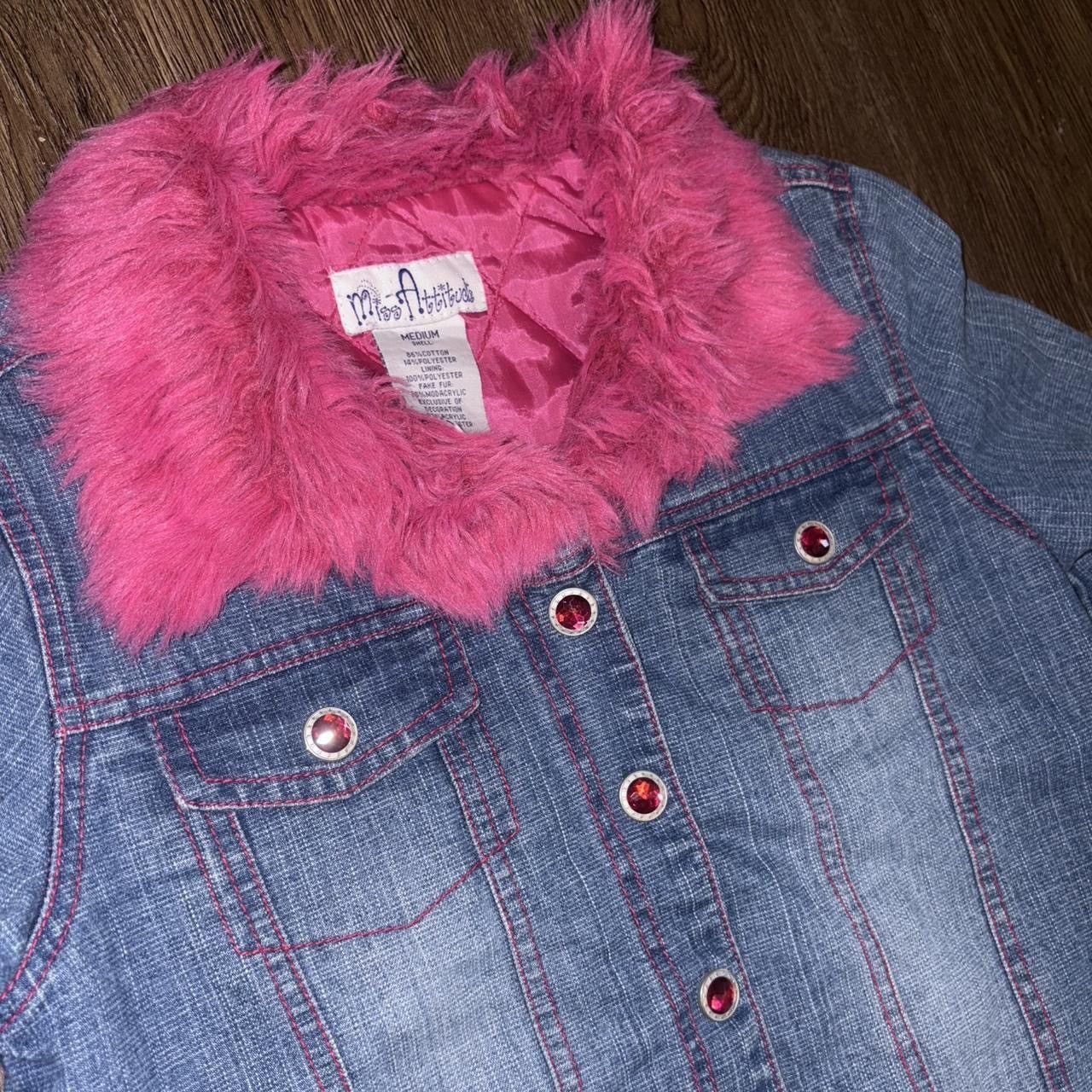 Other 90s Pink faux fur denim jacket with quilted interior Size M / US 6-8 / IT 42-44 - 5 Thumbnail