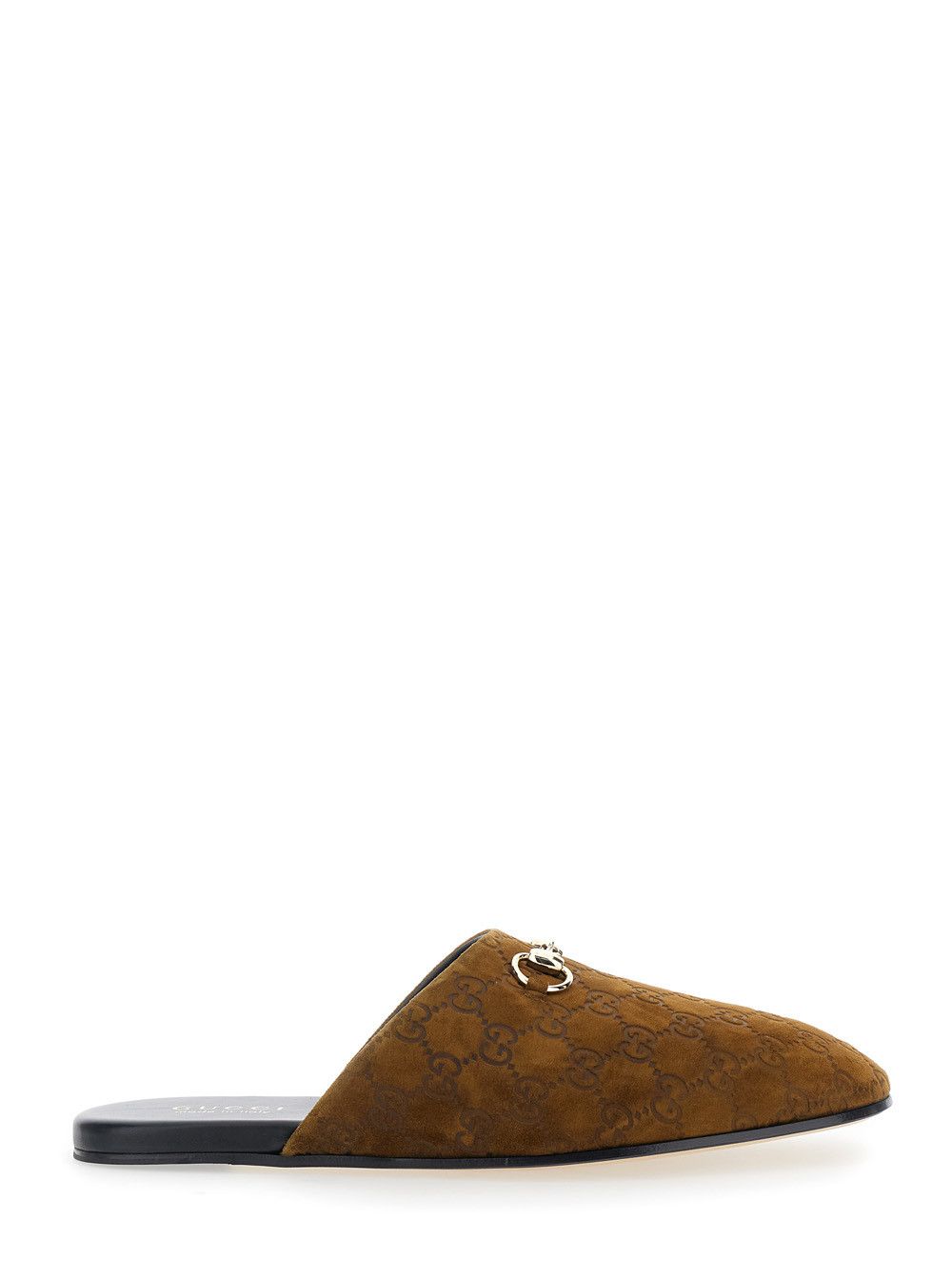 Gucci Brown Mule with Horsebit on the Front and All-Over GG Motif in Suede Man Size US 7 / EU 40 - 1 Thumbnail