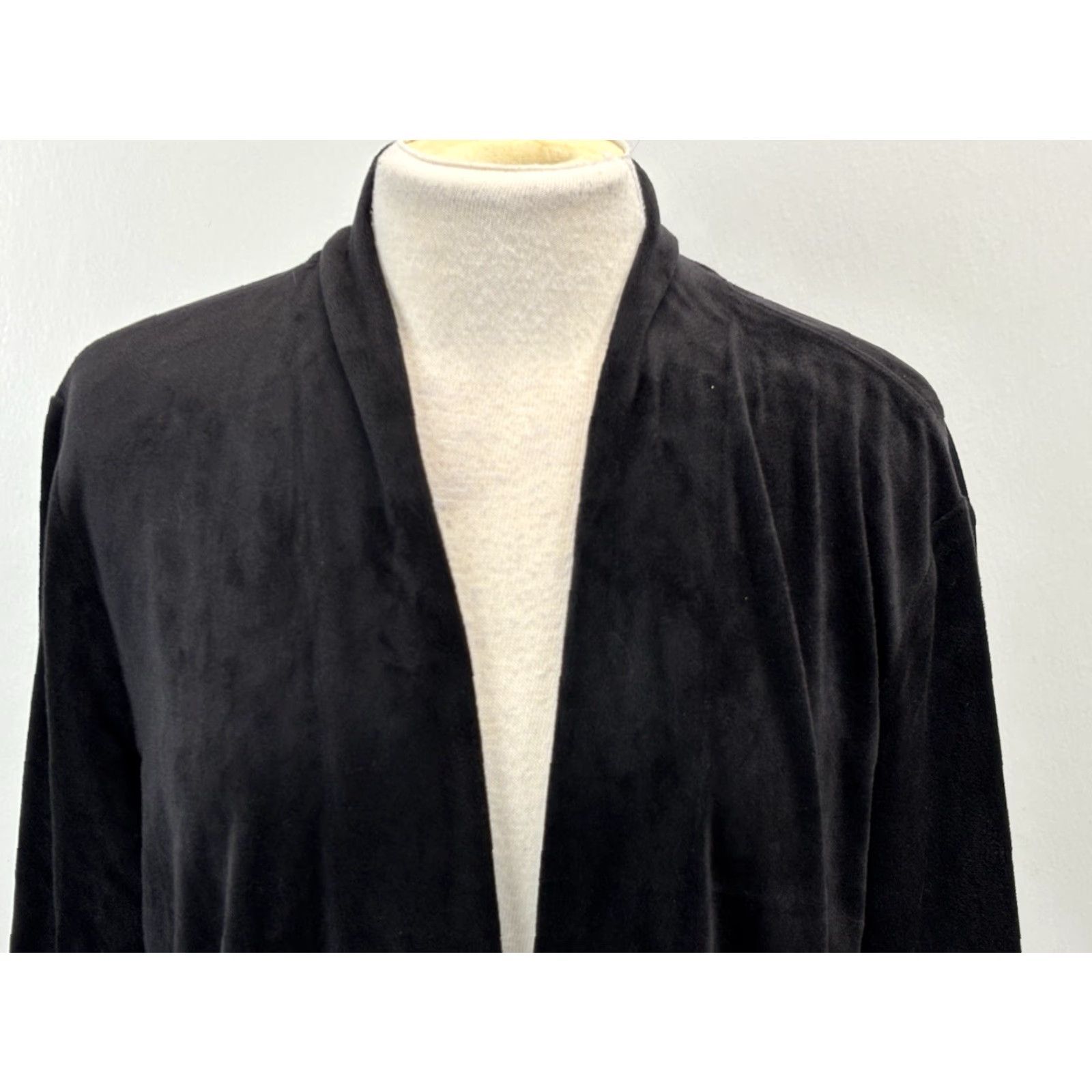 Talbots Talbots Velour Cardigan Jacket Women’s 2X Plus Black Open Front Casual Sweater Size XXL / US 16-18 / IT 52-54 - 5 Thumbnail