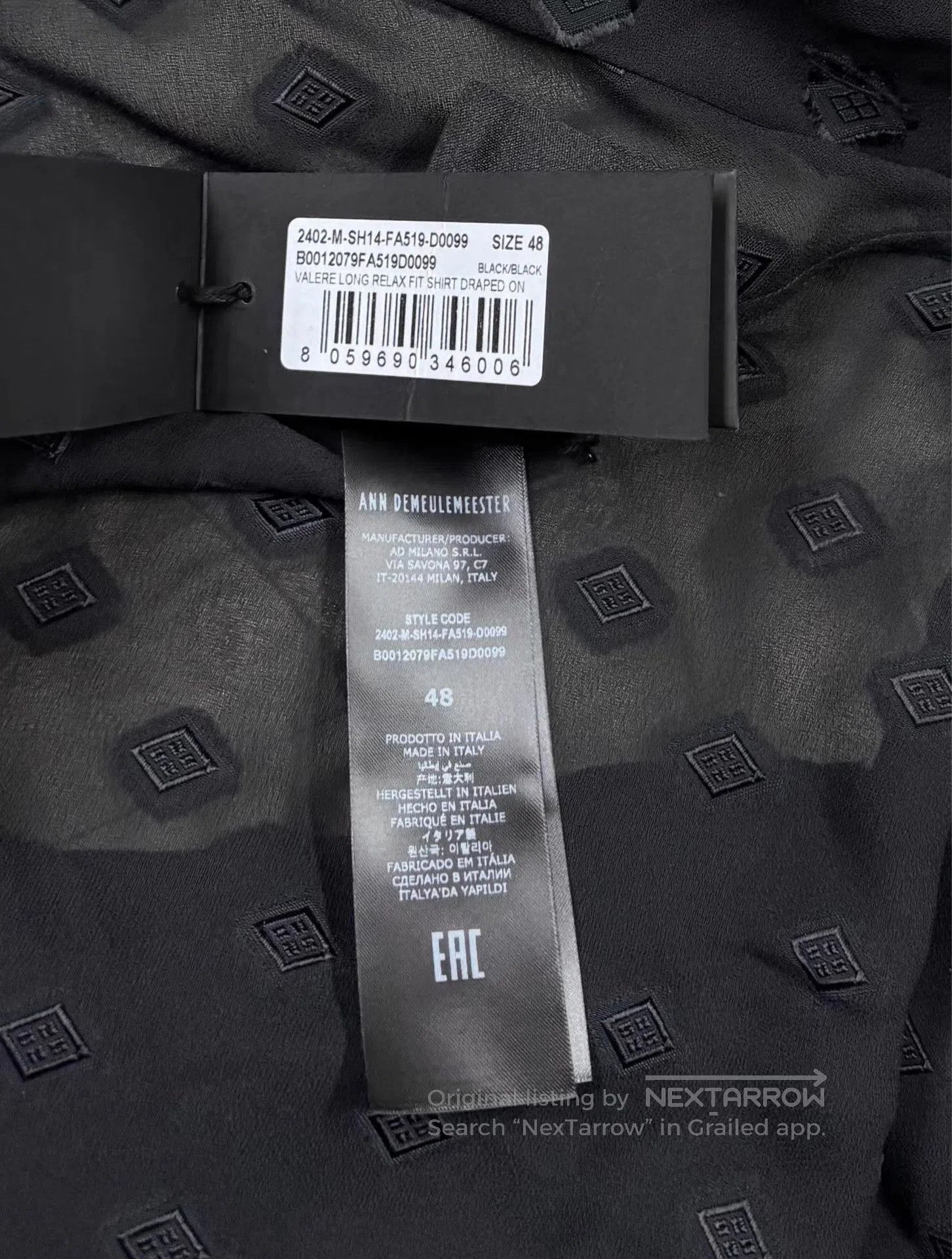 Ann Demeulemeester Black Diamond Pattern Long Sleeve Button. Size US M / EU 48-50 / 2 - 5 Thumbnail