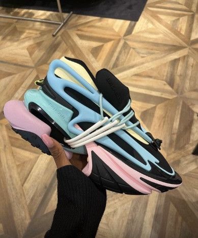 Balmain o1w1db0324 Unicorn Neoprene & Calfskin Sneakers Multicolor Size US 11 / EU 44 - 1 Thumbnail