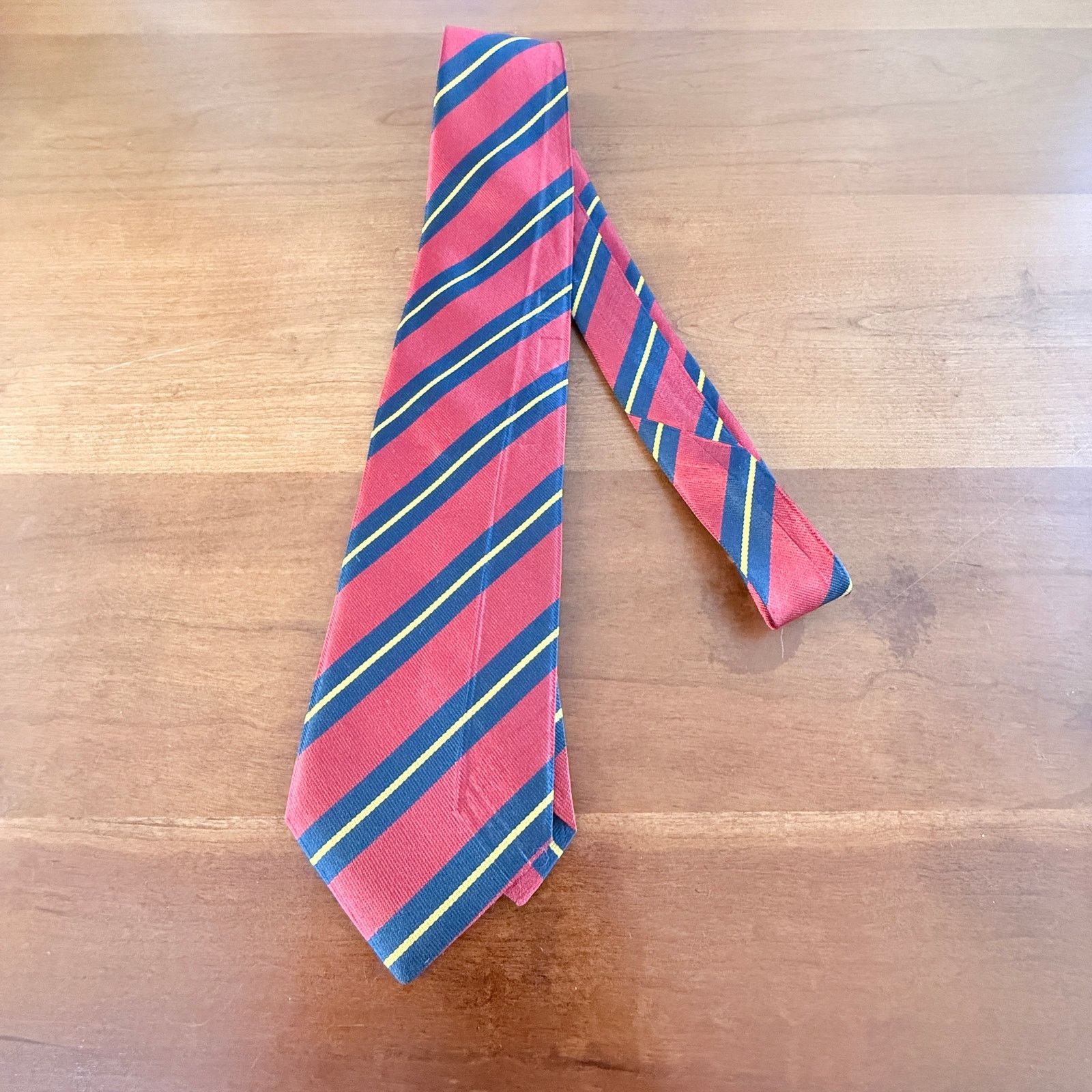 Other Lands' End Men's Silk Striped Collegiate Tie Red Navy Gold Size ONE SIZE - 1 Thumbnail