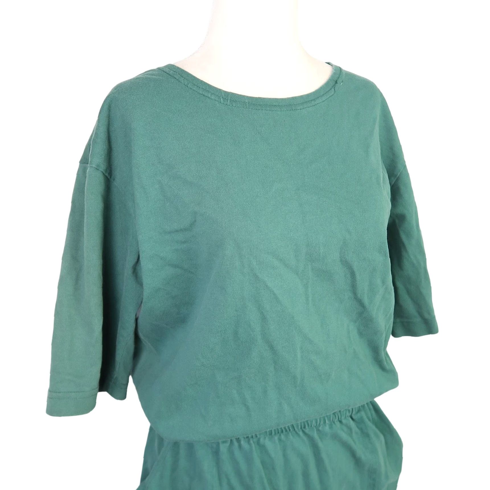 Vintage VINTAGE 90s Hunt Club Jade Green Cotton T-Shirt Dress M Women Short Sleeves Casual Size M / US 6-8 / IT 42-44 - 2 Thumbnail