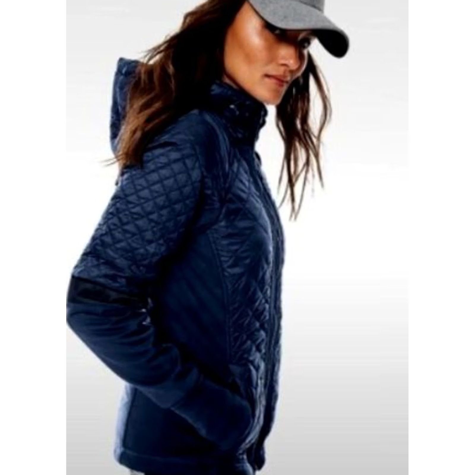 Athleta Athleta Hooded Jacket Navy Blue Quilted Athletic Women Small Spring Running Size S / US 4 / IT 40 - 2 Thumbnail