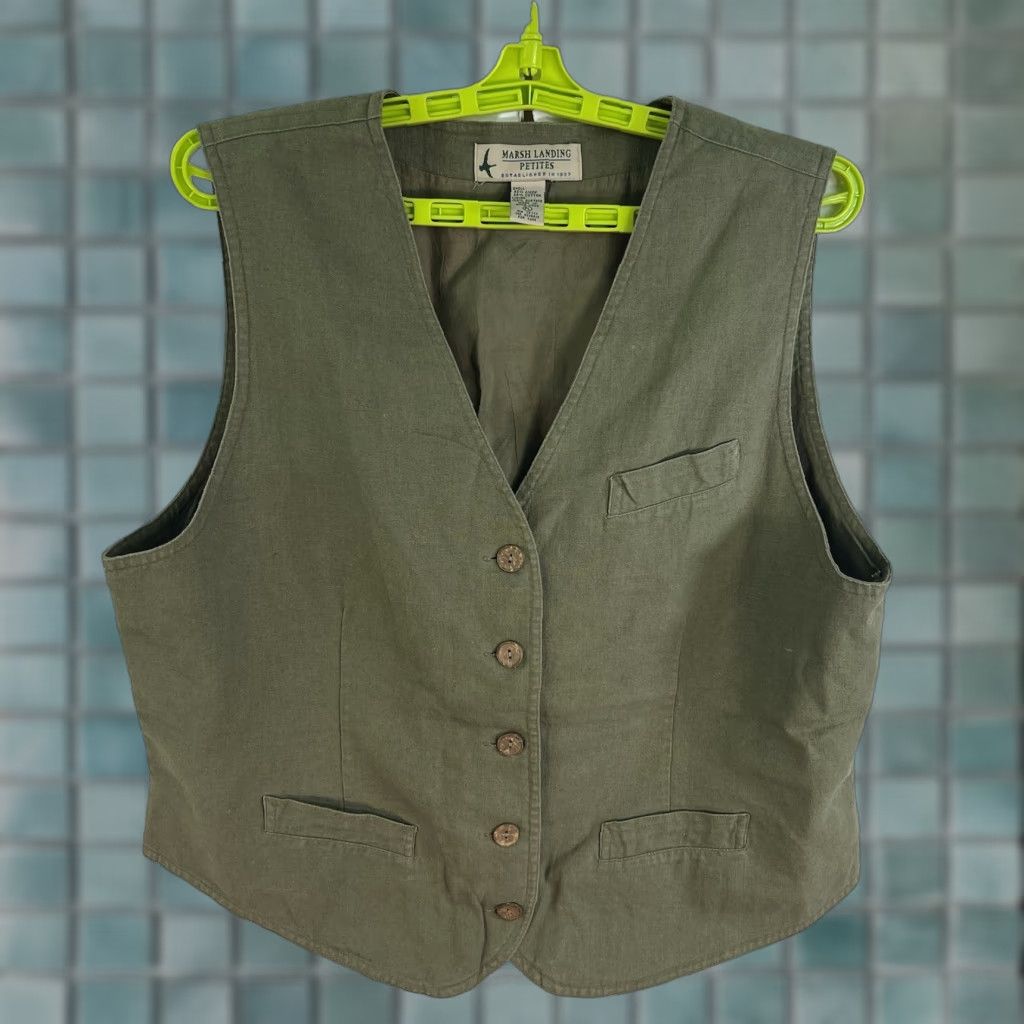 Vintage VINTAGE Marsh Landing Womens Shirt Petite Size L Green Linen Blend Button Vest Summer Spring Fall Casual Western Outdoor Size L / US 10 / IT 46 - 1 Thumbnail