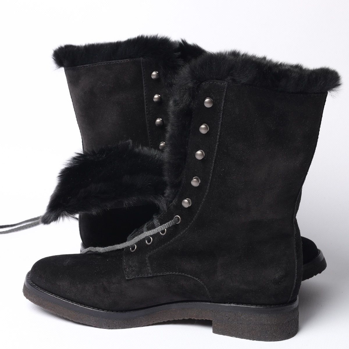 Loro Piana Loro Piana Snow Dream Beaver Fur Black Suede Ankle Boots Size US 6 / IT 36 - 6 Thumbnail