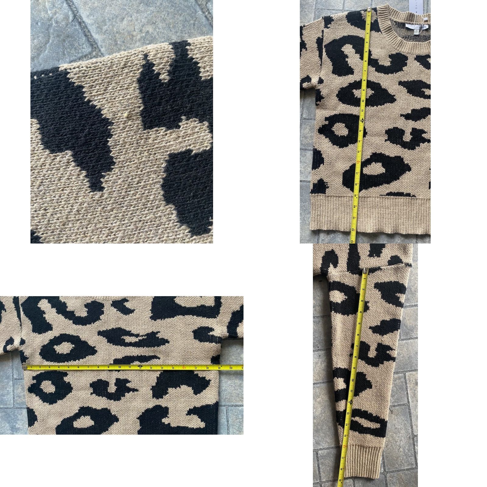 Born Baltic Born WOMENS MEDIUM Sweater Tan + Black Jonas Animal Print NEW WITH TAGS Size M / US 6-8 / IT 42-44 - 8 Thumbnail