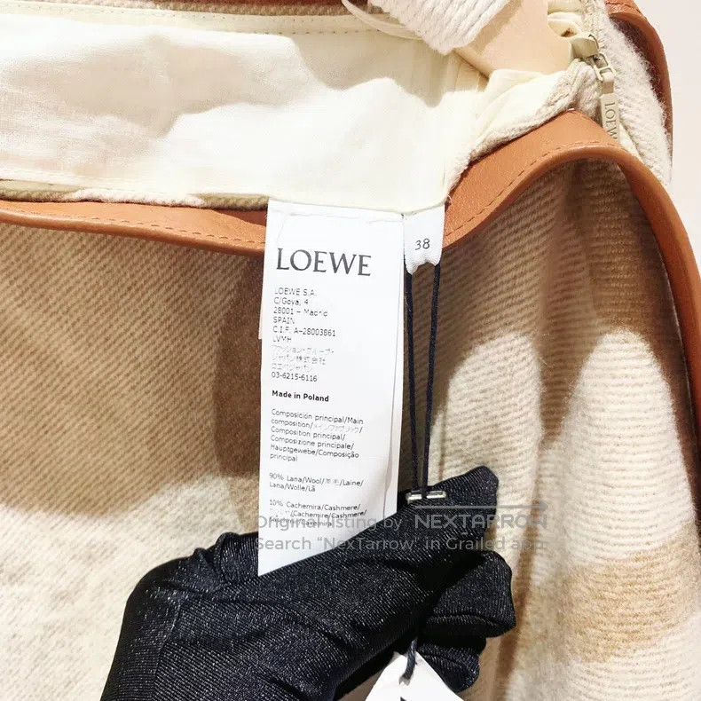 Loewe Loewe Cashmere poncho shawl in khaki with color block prin Size XS / US 0-2 / IT 36-38 - 4 Thumbnail