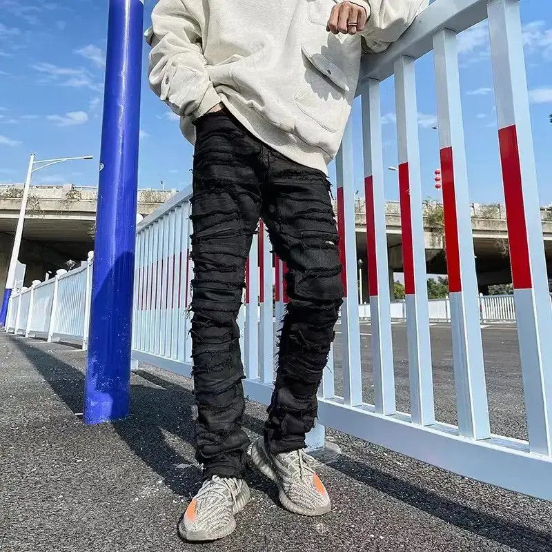 Japanese Brand × Jean Destruction Waxed Jeans y2k retro trousers Size US 32 / EU 48 - 1 Thumbnail