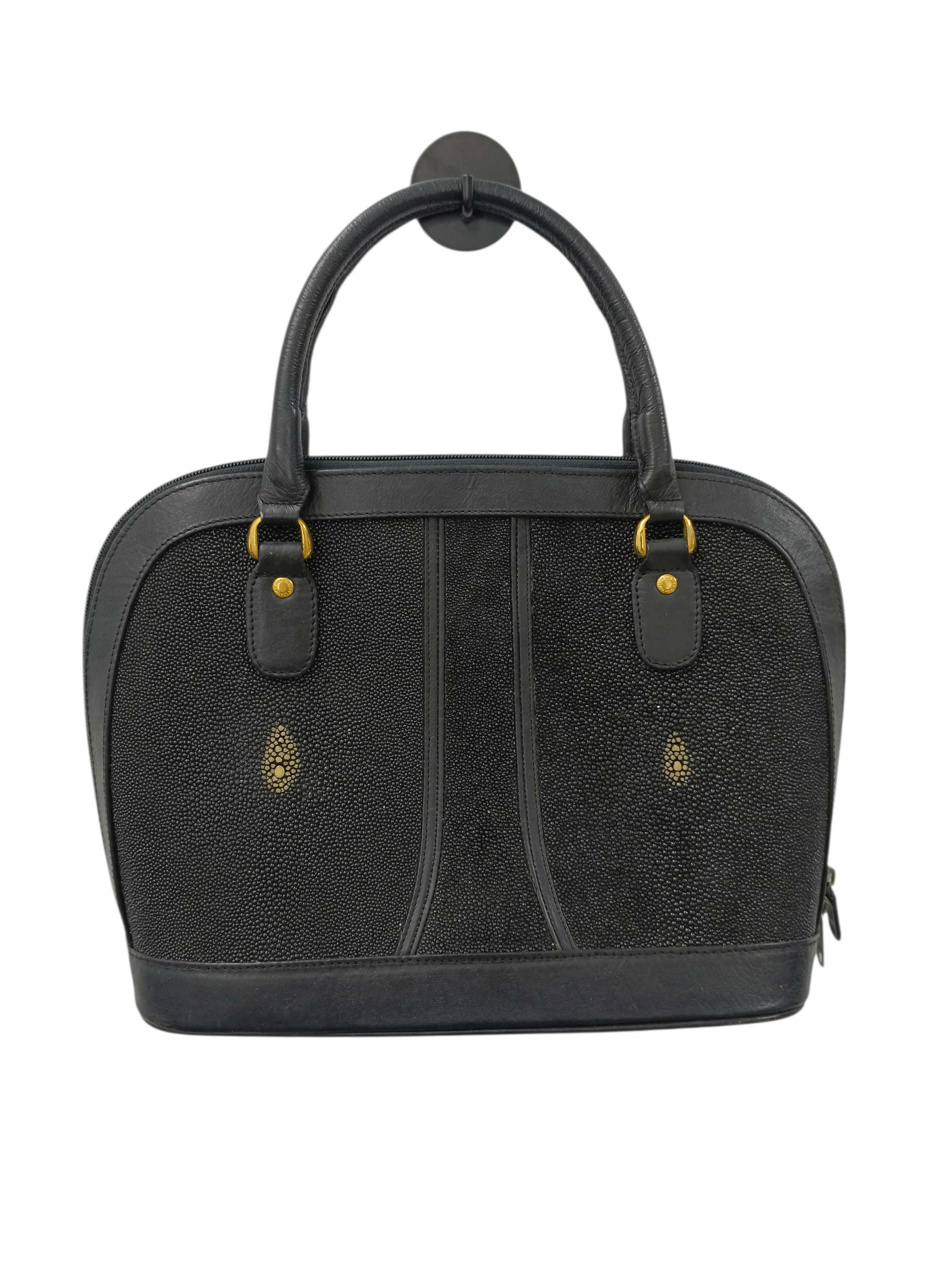 Leather Stingray Leather Dome Handbag - Vintage Black Galuchat Size ONE SIZE - 1 Thumbnail