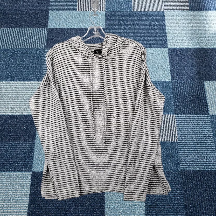 Lucky Brand Lucky Brand Hoodie S Small Gray Black Striped Pullover Oversized Womens Size S / US 4 / IT 40 - 1 Thumbnail
