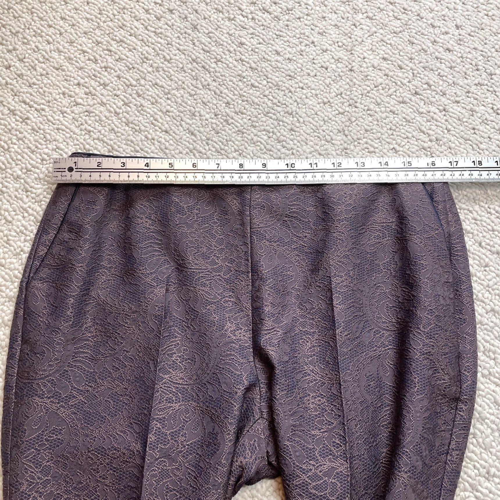 Boden Boden Pants Womens 10 L Purple Embroidered Floral Pockets Straight 32x30 Hip Zip Size 24" / US 00 / IT 34 - 6 Thumbnail