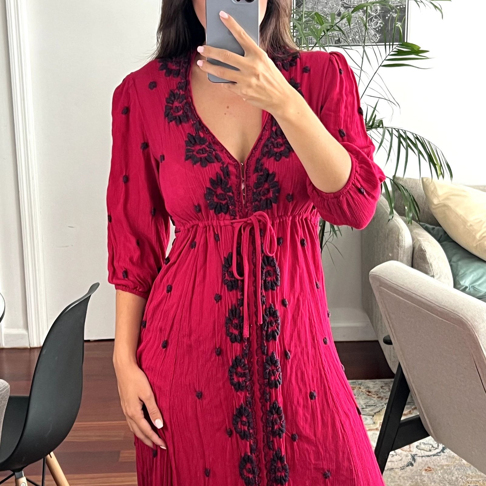 embroidered fable midi dress Fable Block Printed Midi Dress – SPELL main image 1