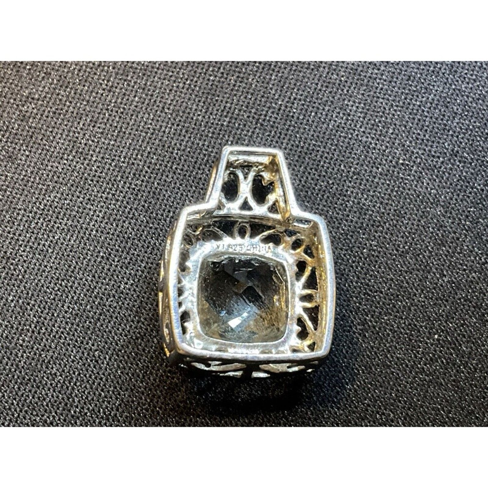 Other 925 Sterling Silver Aqua Crystal Filigree Pendant Size ONE SIZE - 4 Thumbnail