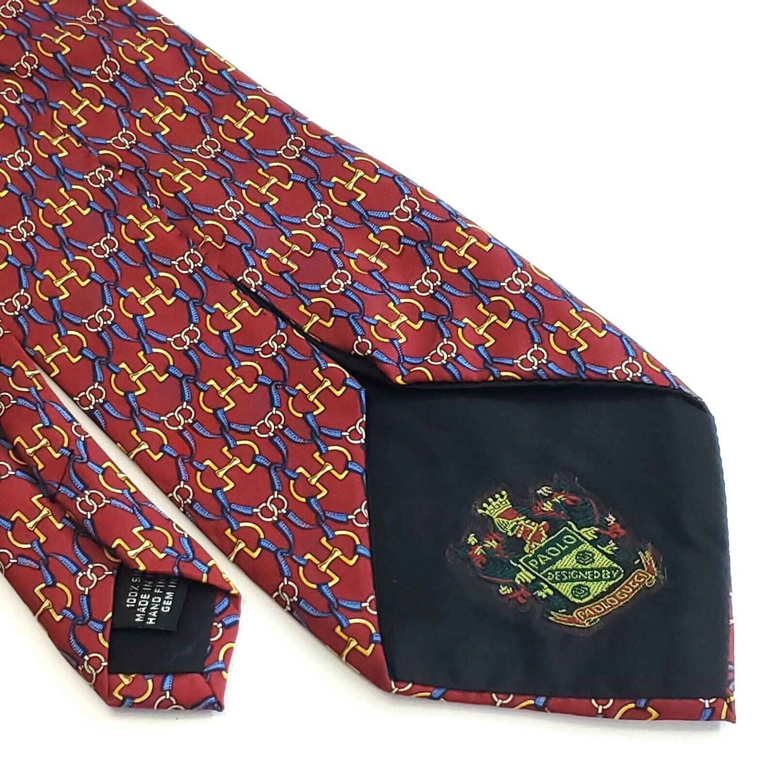 Paolo Gucci Paolo Gucci Silk Tie Red Chains Print Wide Size ONE SIZE - 5 Thumbnail