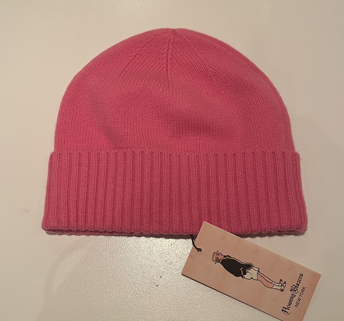 Rowing Blazers Rowing Blazers Pink Cashmere Beanie Size ONE SIZE - 2 Thumbnail