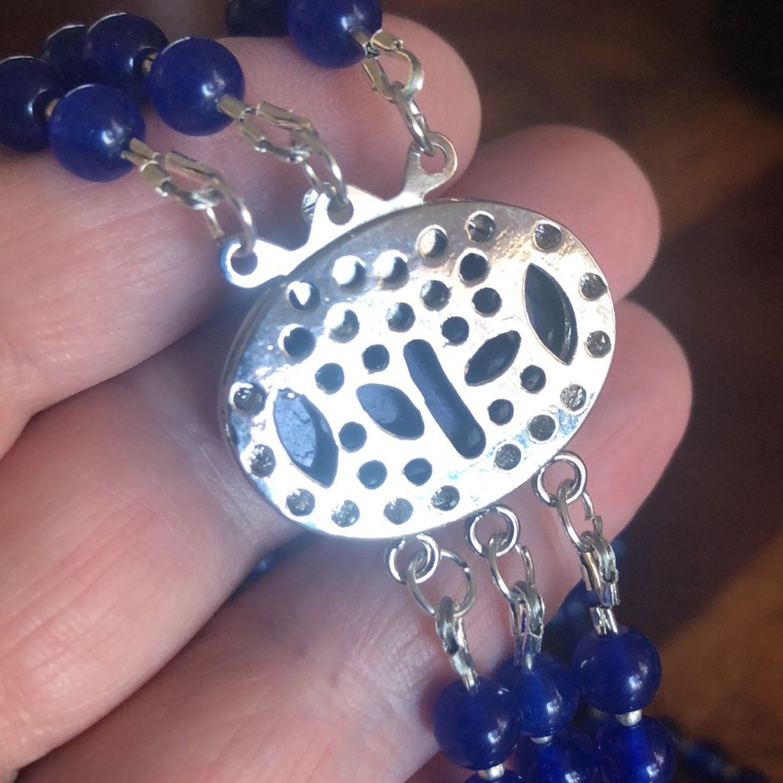 Handmade Handcrafted lazurite bead oval lapis stone clasp necklac Size ONE SIZE - 14 Thumbnail